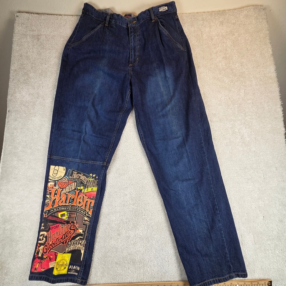 Vtg Platinum FUBU Harlem Globetrotters Jeans Mens 38x34 NWT Baggy Indigo 90s NWT